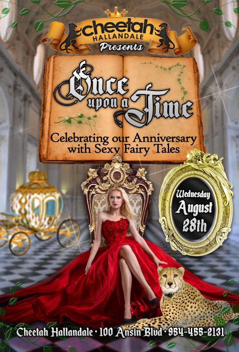 Once Upon a Time Cheetah Hallandale Anniversary Party flyer