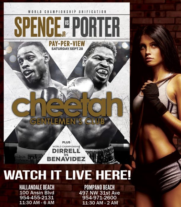 Cheetah Spence vs Porter Fight Night Watch Party!