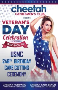 Cheetah’s of South FL Veteran’s Day 2023 Flyer